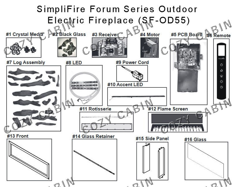 SimpliFire Forum Series Outdoor Electric Fireplace (SF-OD55) #SF-OD55